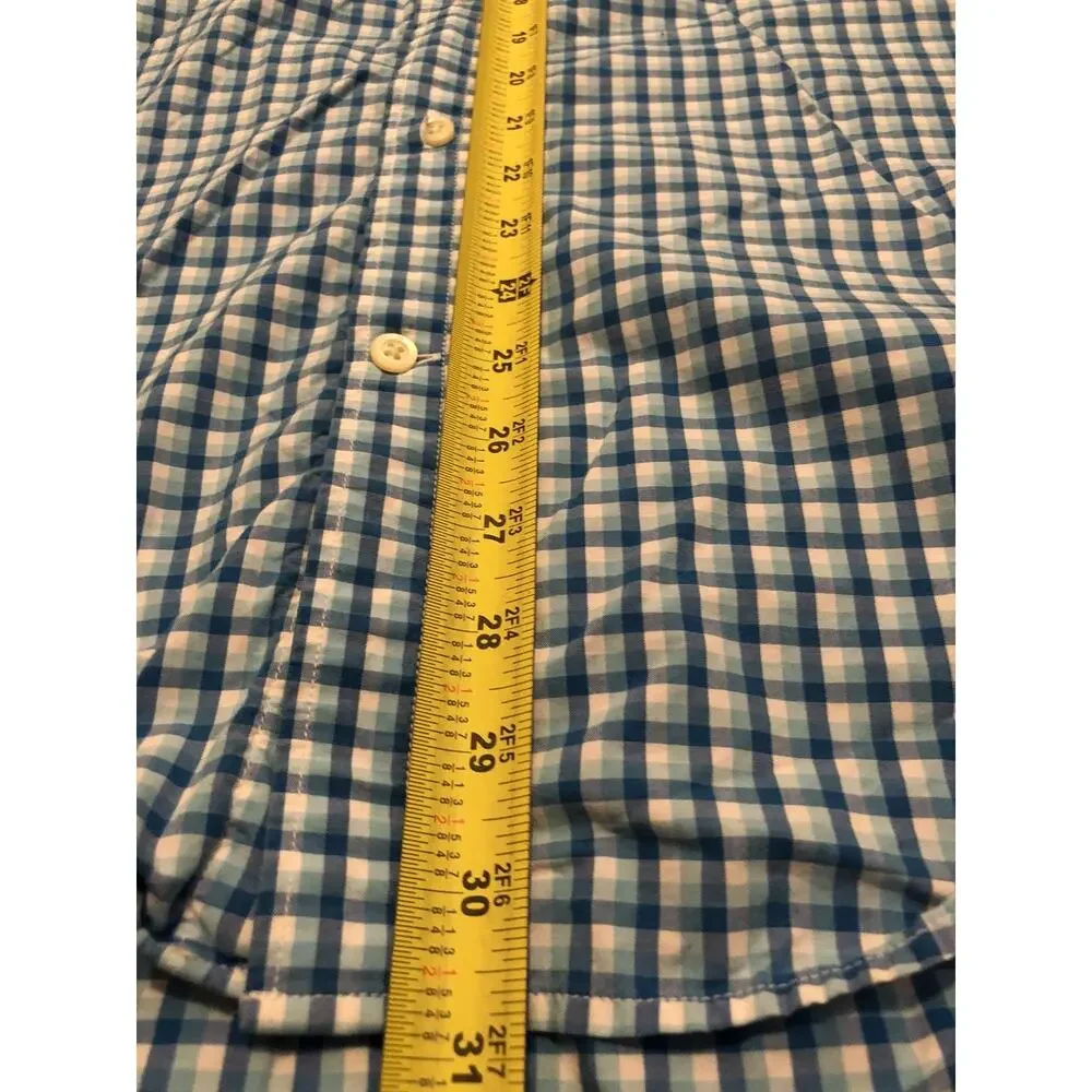 Banana Republic Shirt Mens Large Button Up Dress Shirt Blue Plaid Check 16 A5